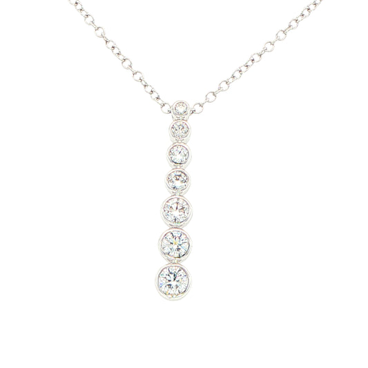 Round brilliant cut diamond 7 stone drop pendant Gardiner Brothers
