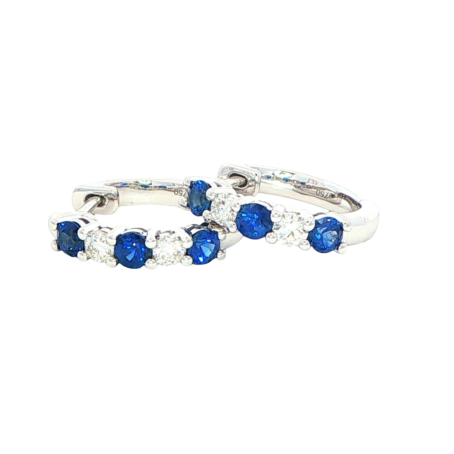 Sapphire and diamond hoop style earrings Gardiner Brothers