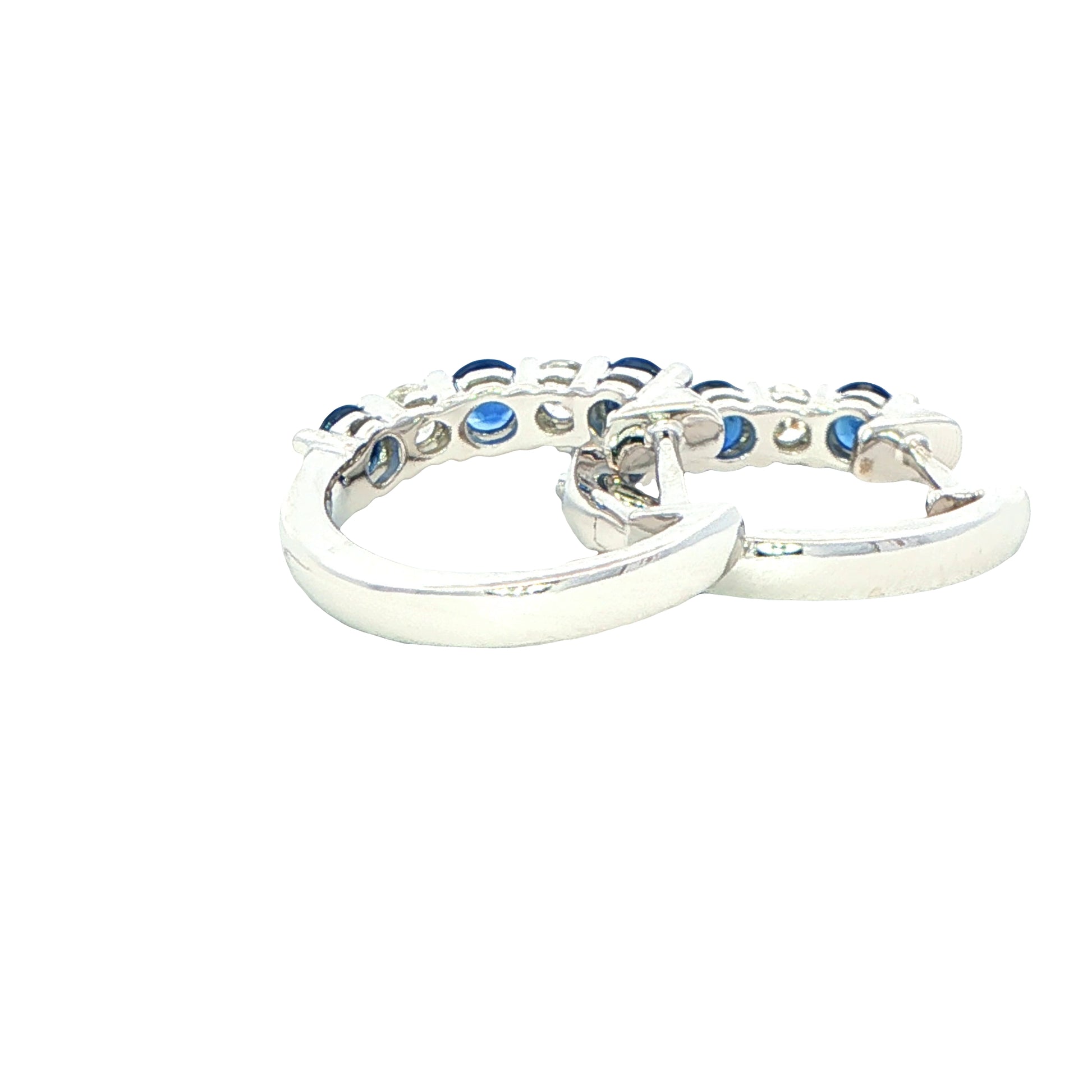 Sapphire and diamond hoop style earrings Gardiner Brothers