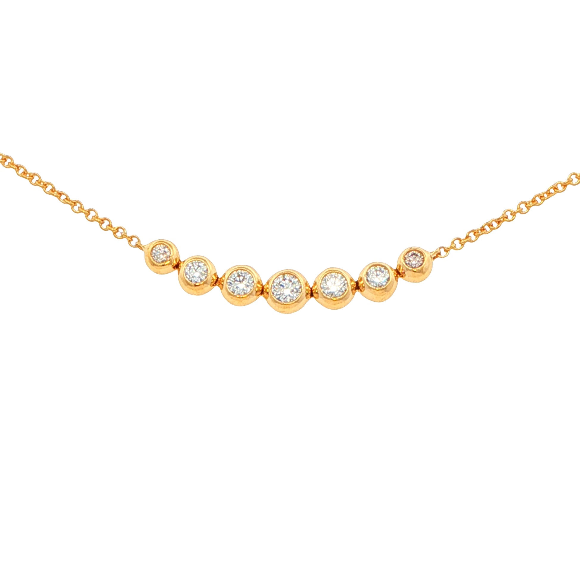 Round Brilliant cut 7 stone graduated diamond necklet Gardiner Brothers