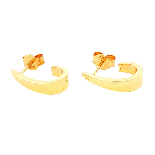 Yellow Gold 'J Shape' Half Hoop Earrings Gardiner Brothers