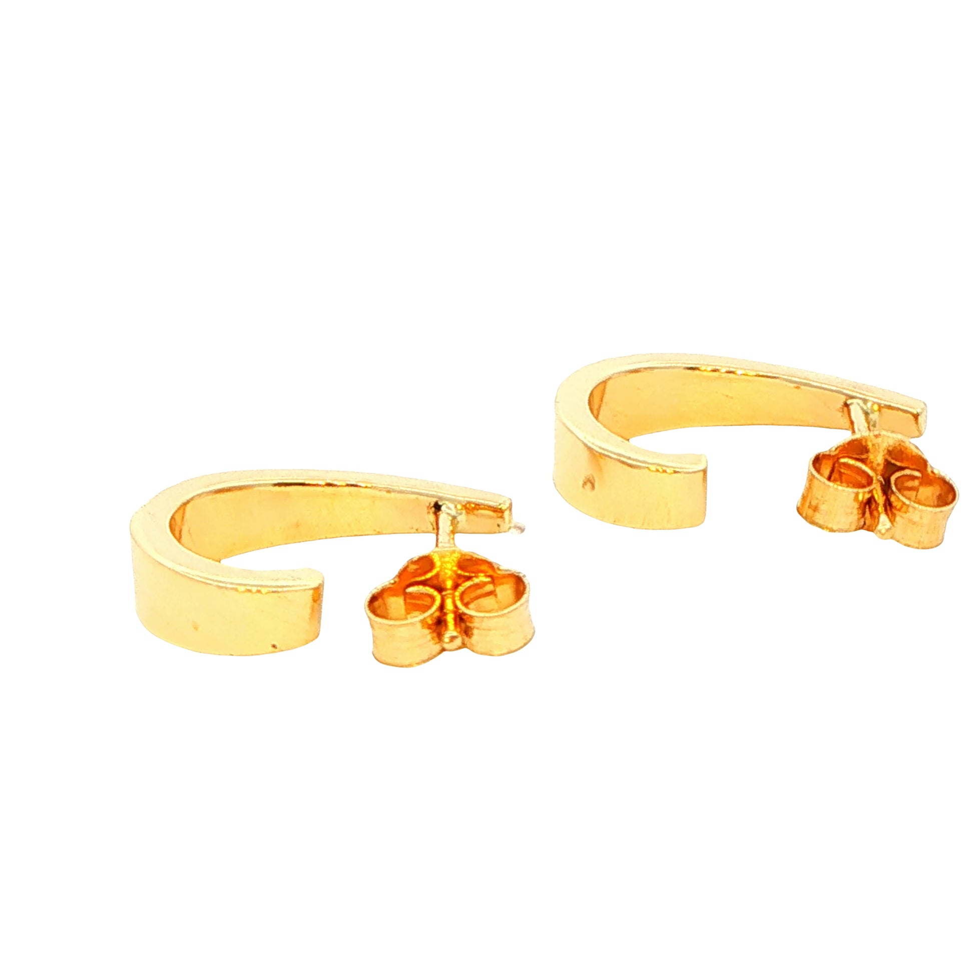 Yellow Gold 'J Shape' Half Hoop Earrings Gardiner Brothers