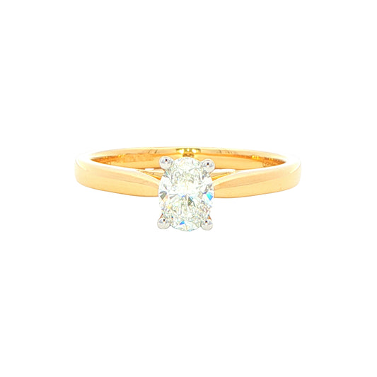 OVAL SHAPED DIAMOND SOLITAIRE RING - 0.45CTS