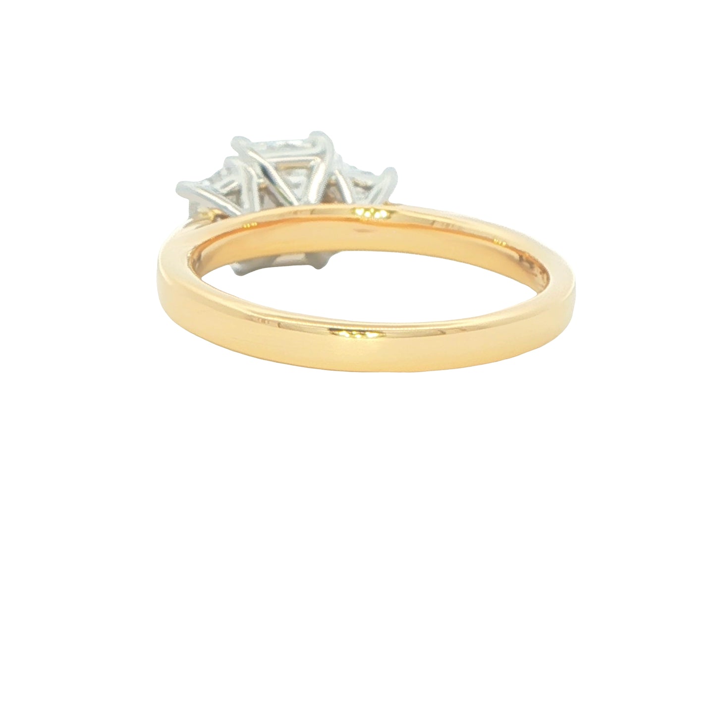 Emerald and Trapezoid diamond 3 stone 3 stone ring - 1.40cts