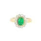 Oval emerald and round brilliant cut diamond vintage style cluster ring Gardiner Brothers