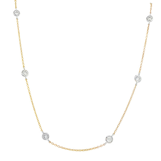 Yellow and white gold "yard of diamond" style necklet