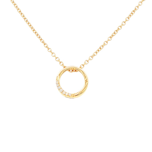 Yellow Gold Diamond Accent Circle Pendant