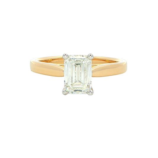 Emerald cut diamond solitaire ring - 1.20cts
