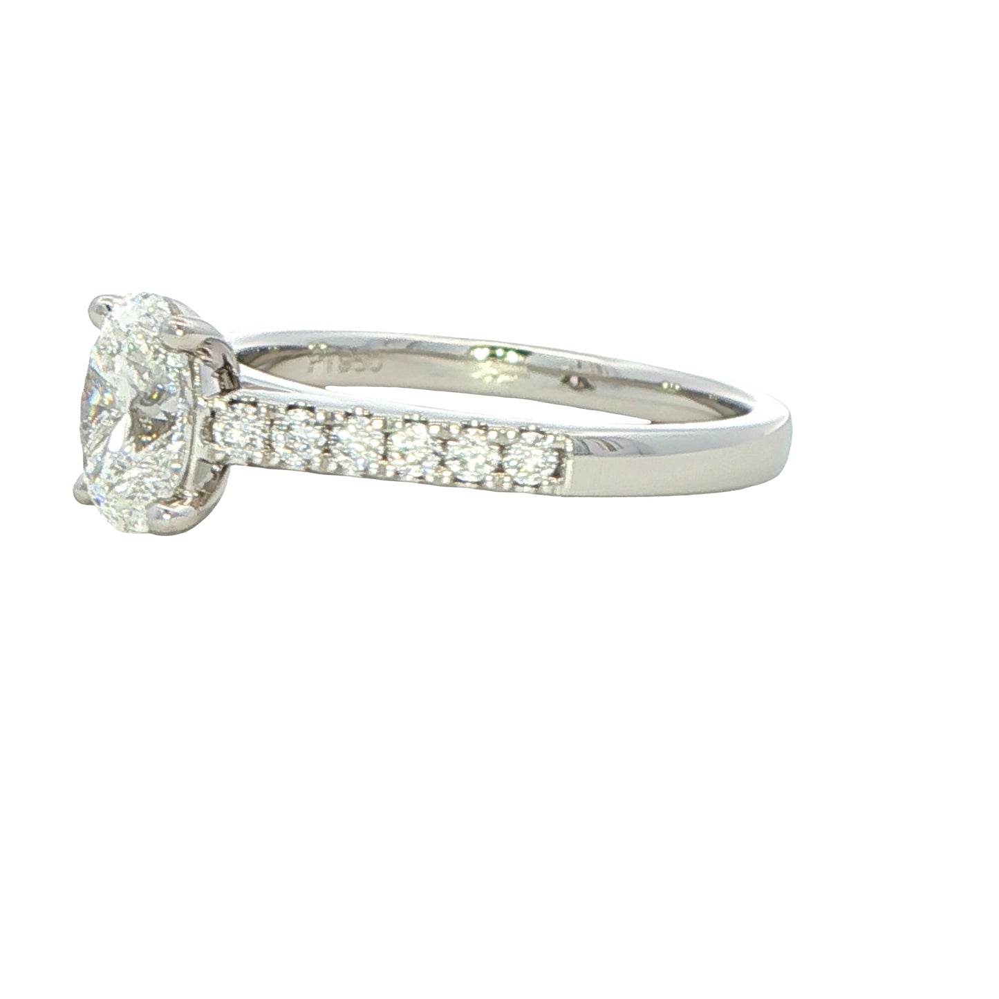 Oval Shaped Diamond Solitaire With Diamond Set Shoulders - 1.25cts