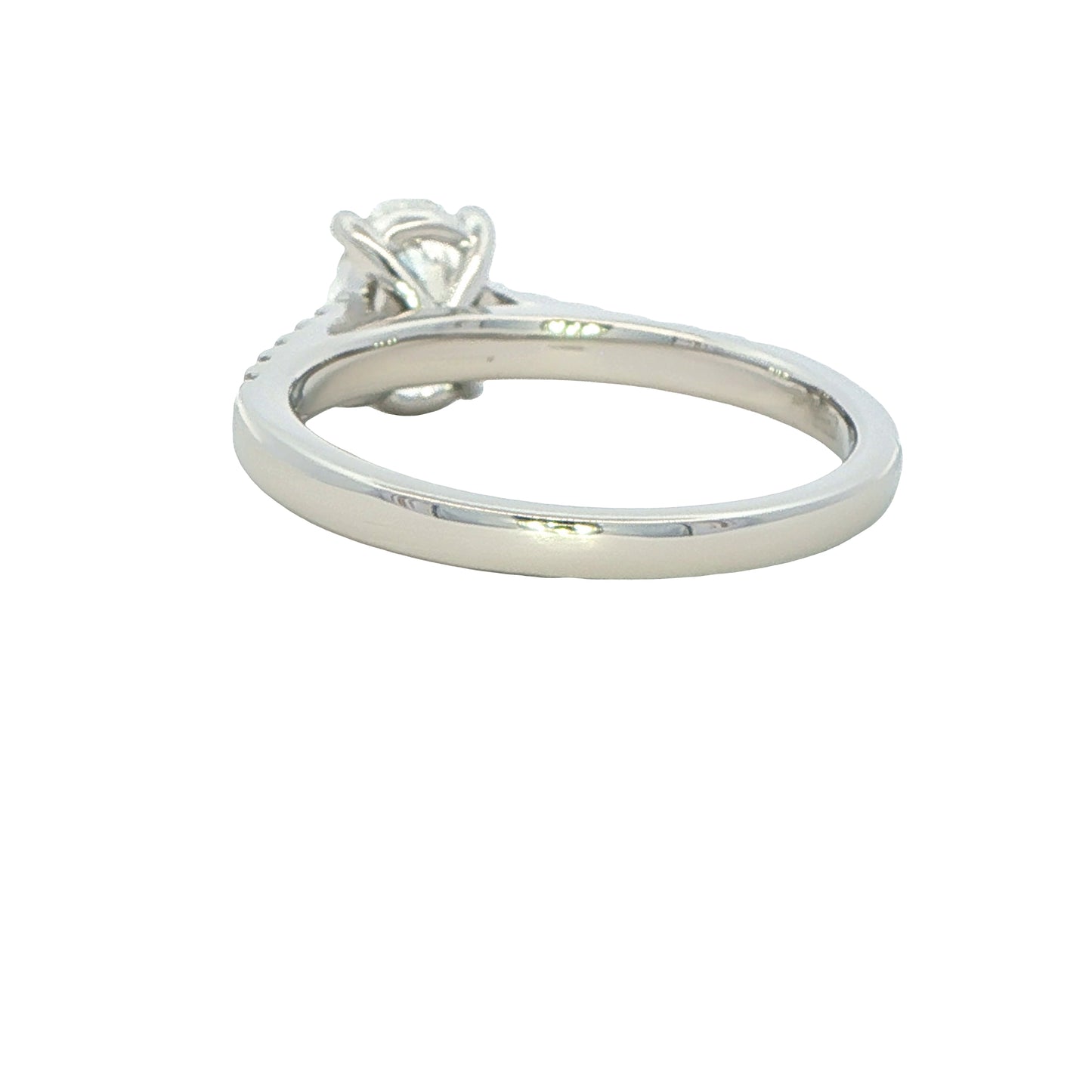 Oval Shaped Diamond Solitaire With Diamond Set Shoulders - 1.25cts