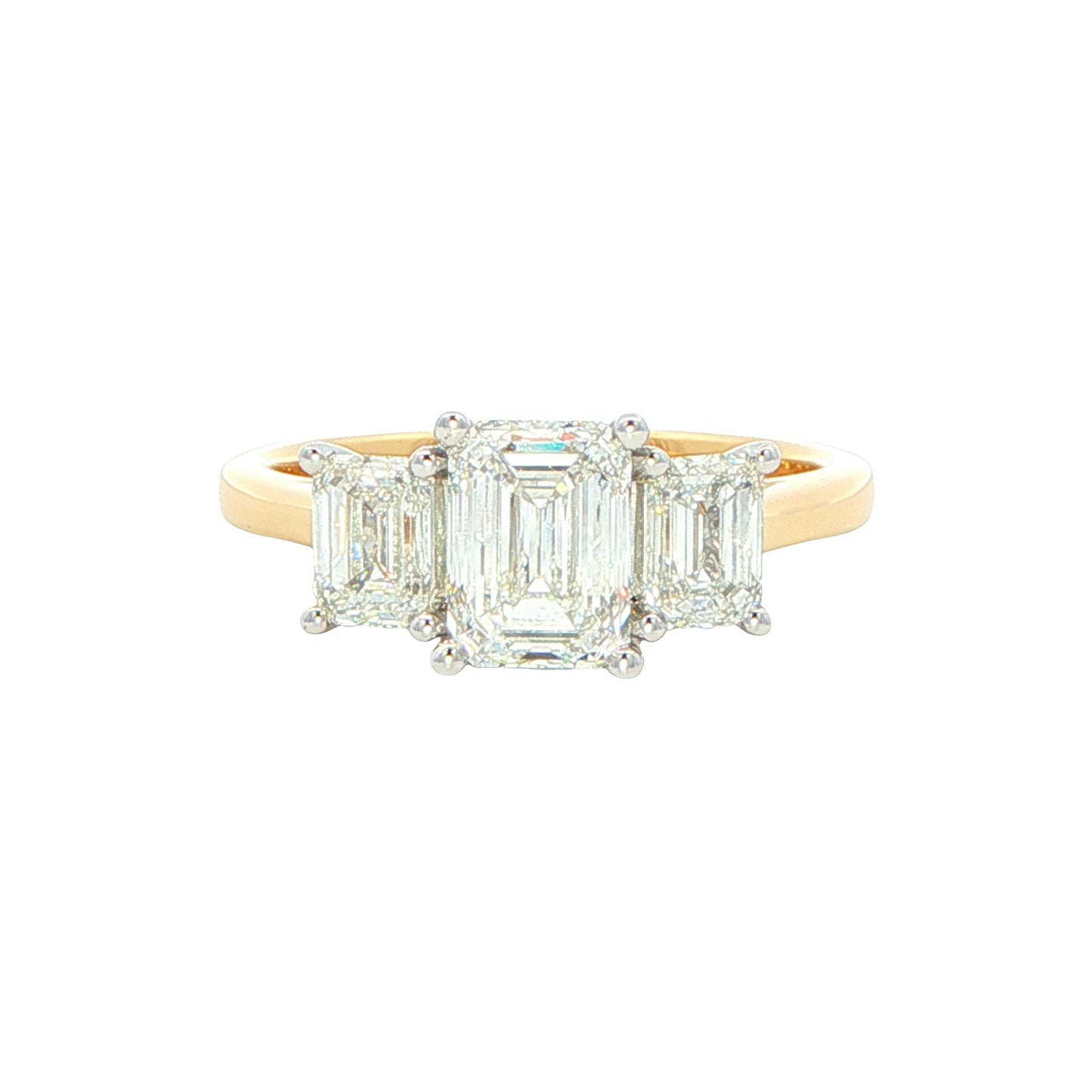 Emerald cut diamond 3 stone ring - 2.03cts