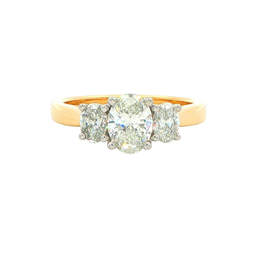 Oval Shaped Diamond 3 Stone Ring - 1.18cts