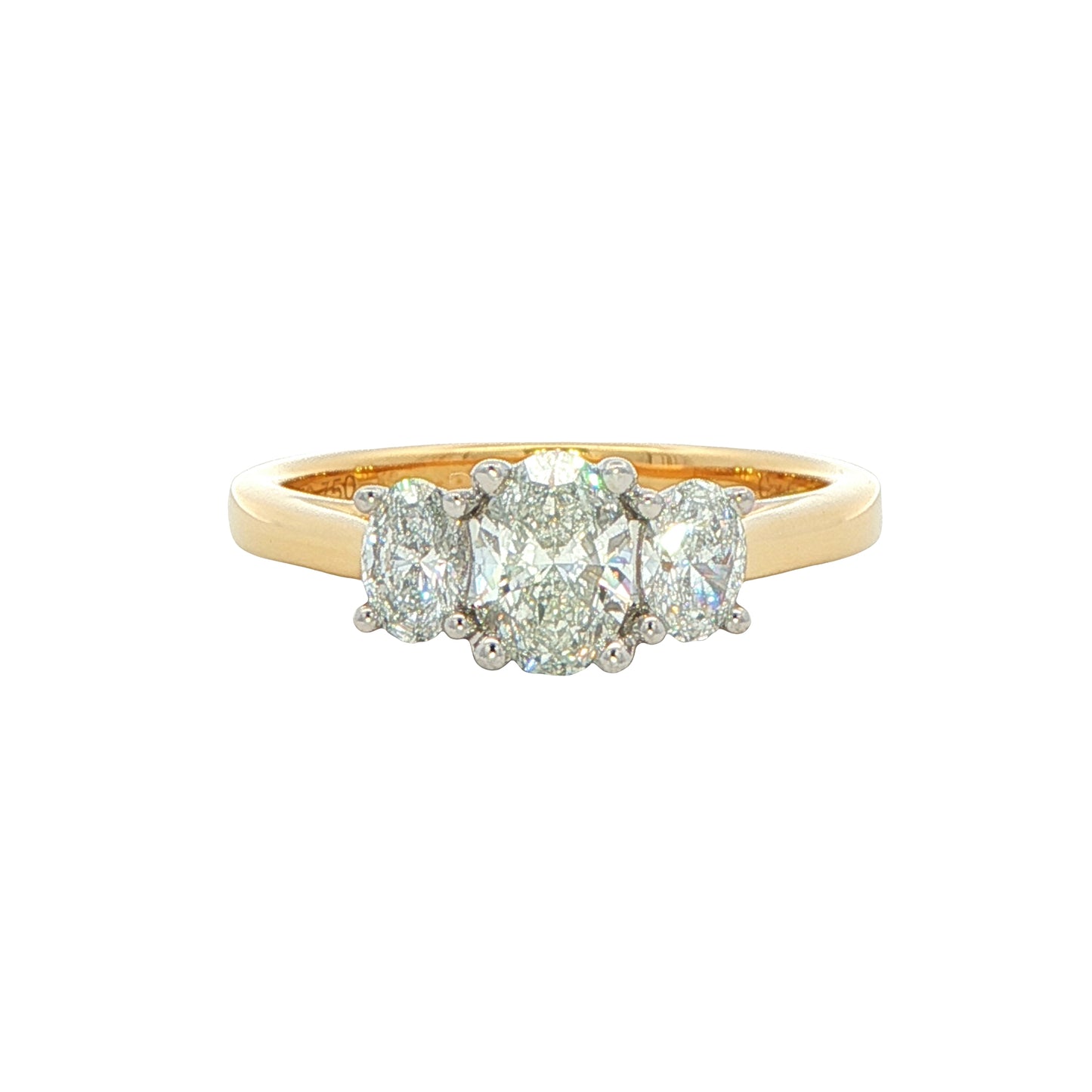 Oval Shaped Diamond 3 Stone Ring - 0.90cts