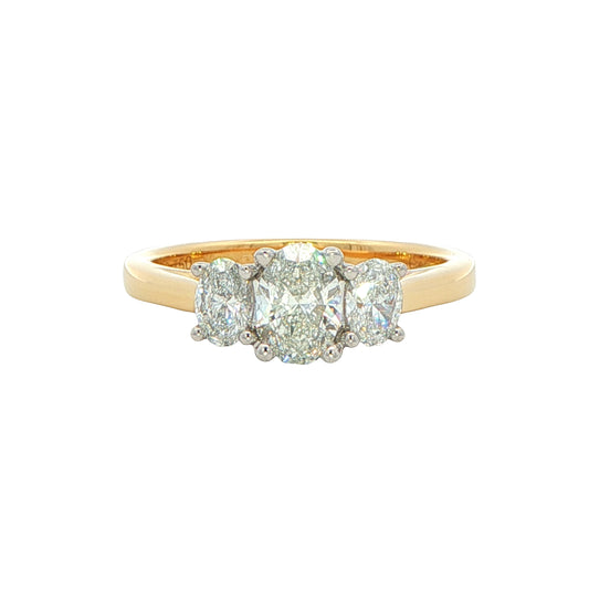 Oval Shaped Diamond 3 Stone Ring - 0.90cts