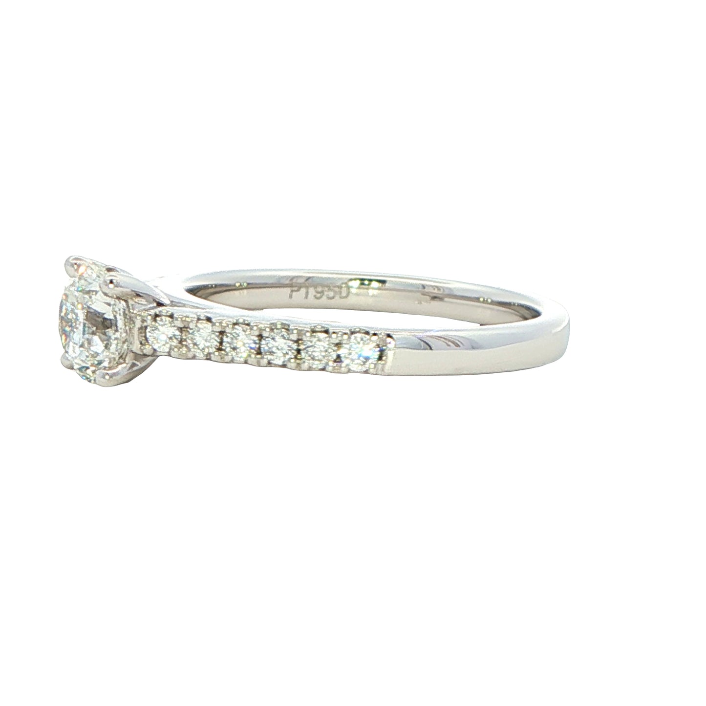 Round brilliant cut diamond solitaire ring with diamond set shoulders - 0.95cts Gardiner Brothers