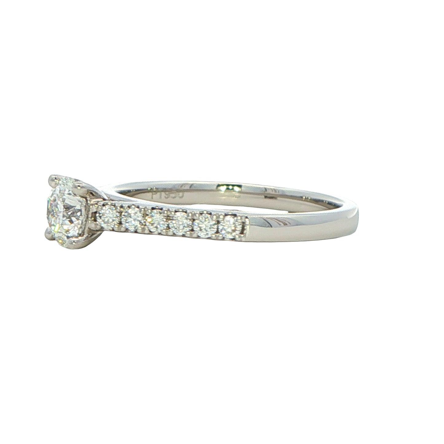 Round Brilliant cut dimaond solitaire ring with diamond set shoulders - 0.75cts