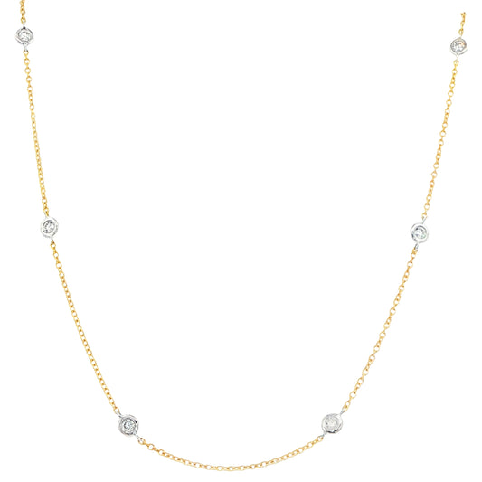 Yellow and white gold "yard of diamonds" style necklet