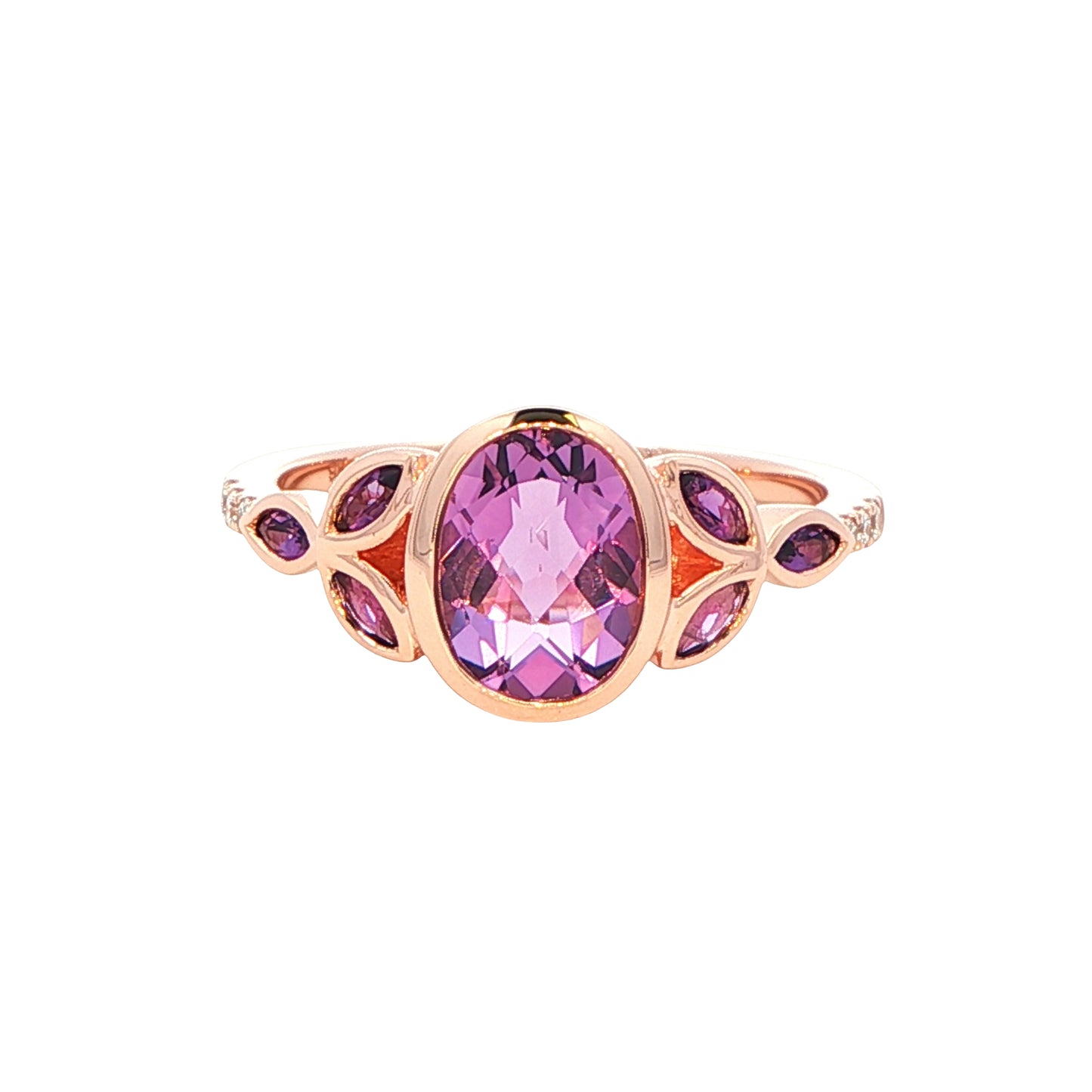 Amethyst Cluster and Diamond Vintage Style Dress Ring Gardiner Brothers