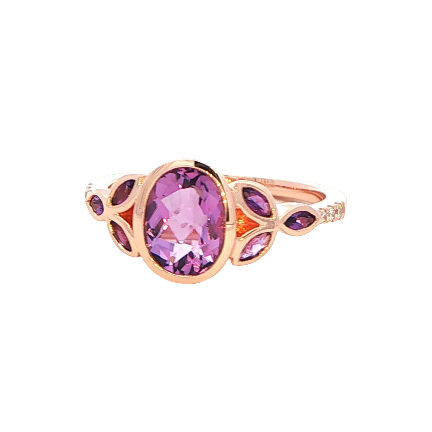Amethyst Cluster and Diamond Vintage Style Dress Ring Gardiner Brothers
