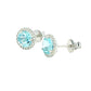 Aquamarine and Diamond Halo Style Earrings