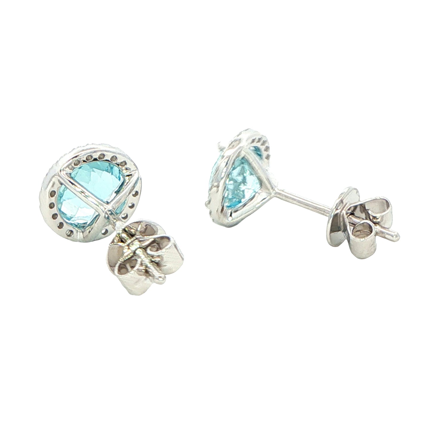 Aquamarine and Diamond Halo Style Earrings