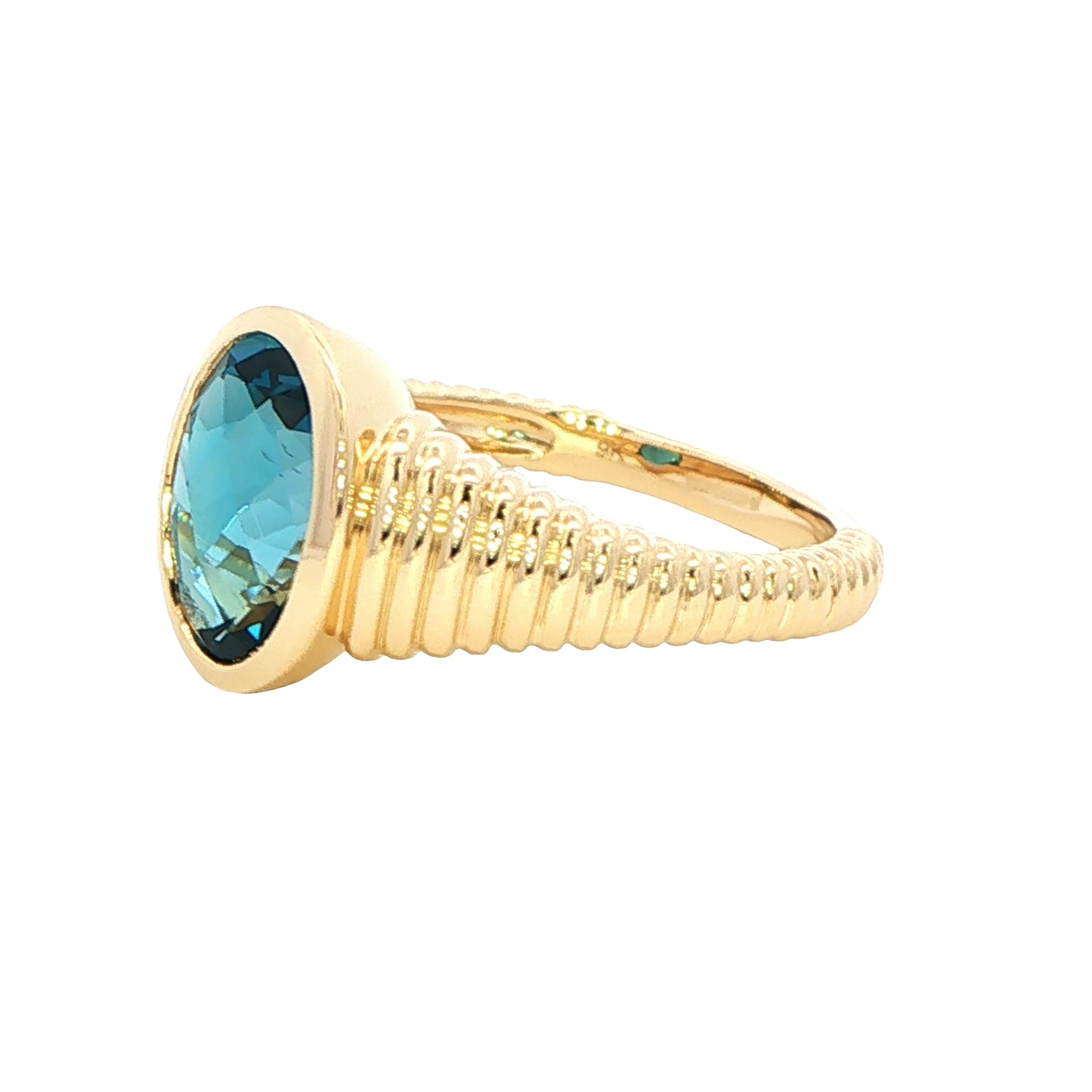 Oval Shaped London Blue Topaz patterned dress ring Gardiner Brothers