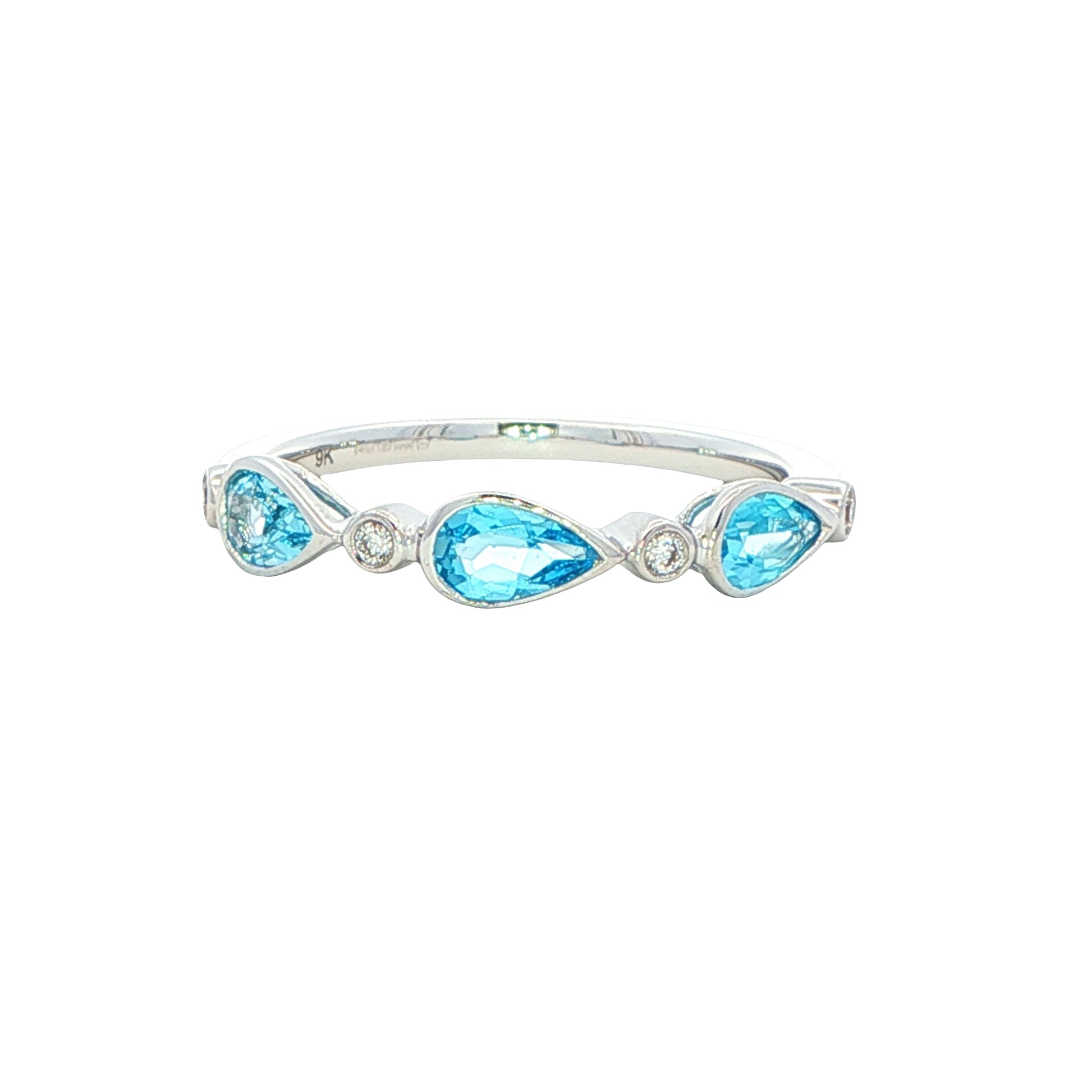 Pear Shape Swiss Blue Topaz and round brilliant cut diamond dress ring Gardiner Brothers