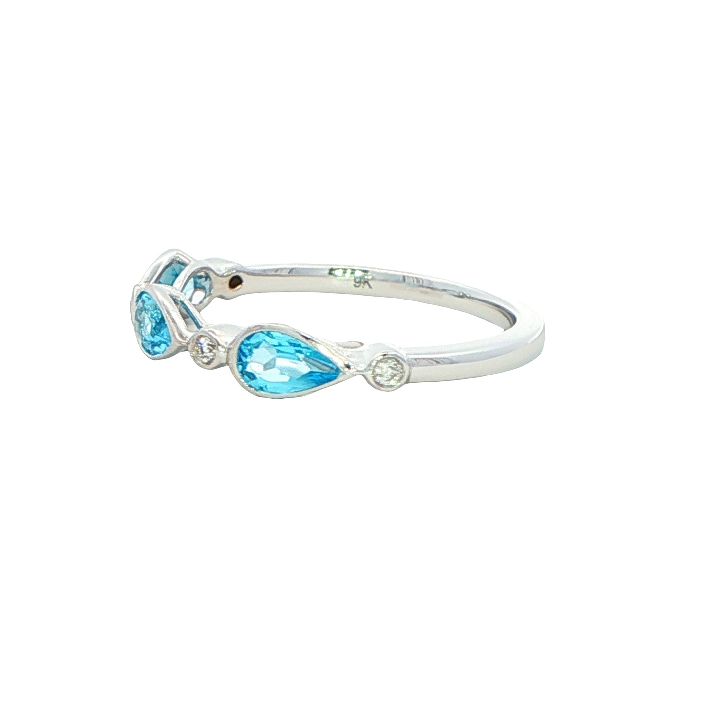 Pear Shape Swiss Blue Topaz and round brilliant cut diamond dress ring Gardiner Brothers
