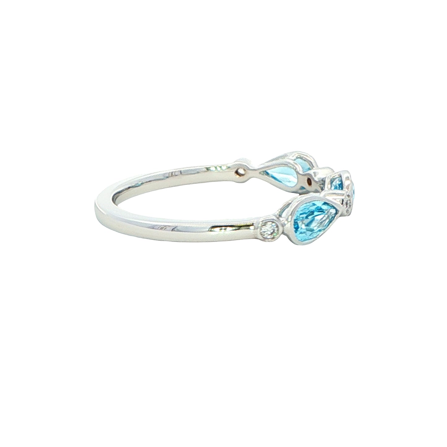 Pear Shape Swiss Blue Topaz and round brilliant cut diamond dress ring Gardiner Brothers