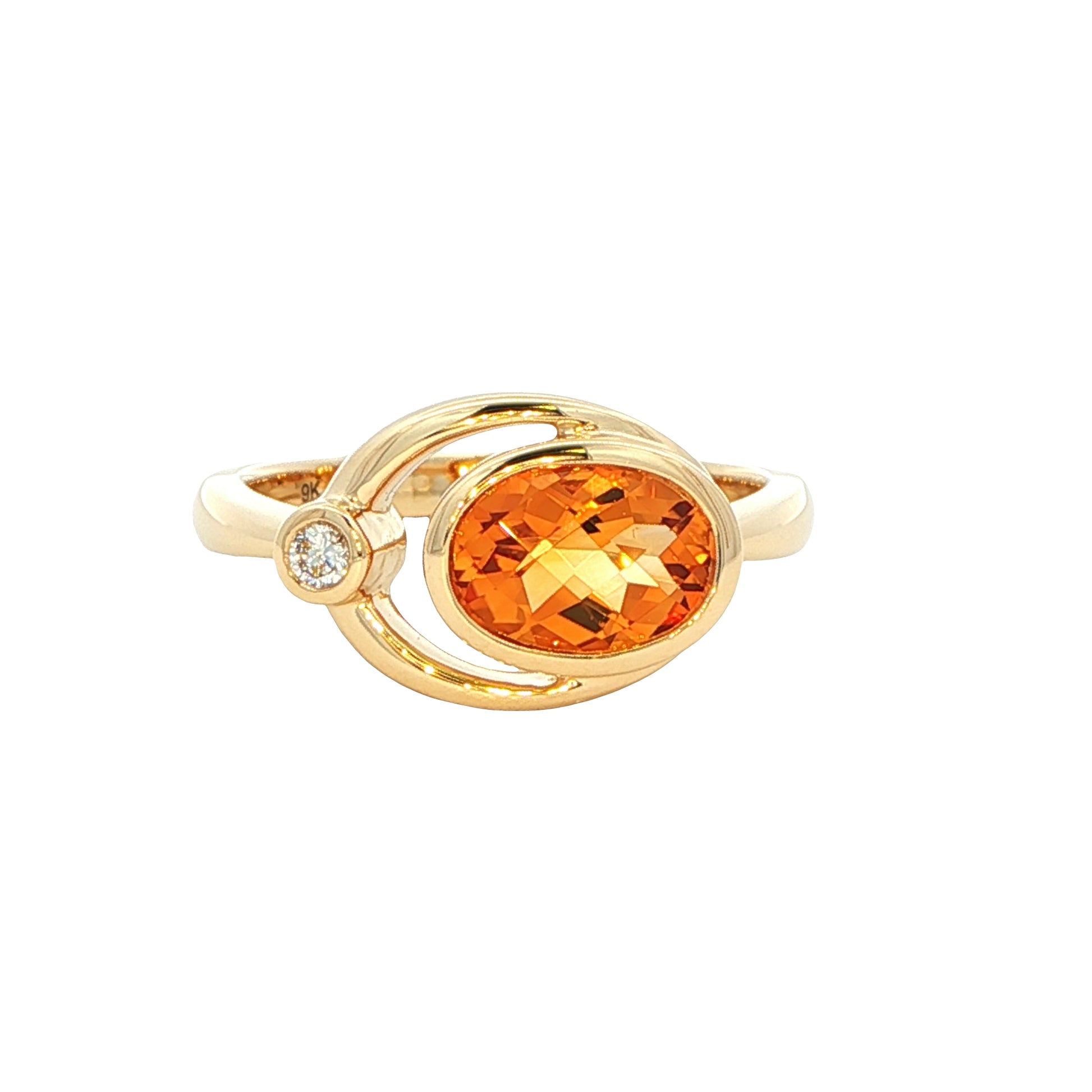 Oval shaped Citrine and round brilliant cut diamond dress ring Gardiner Brothers