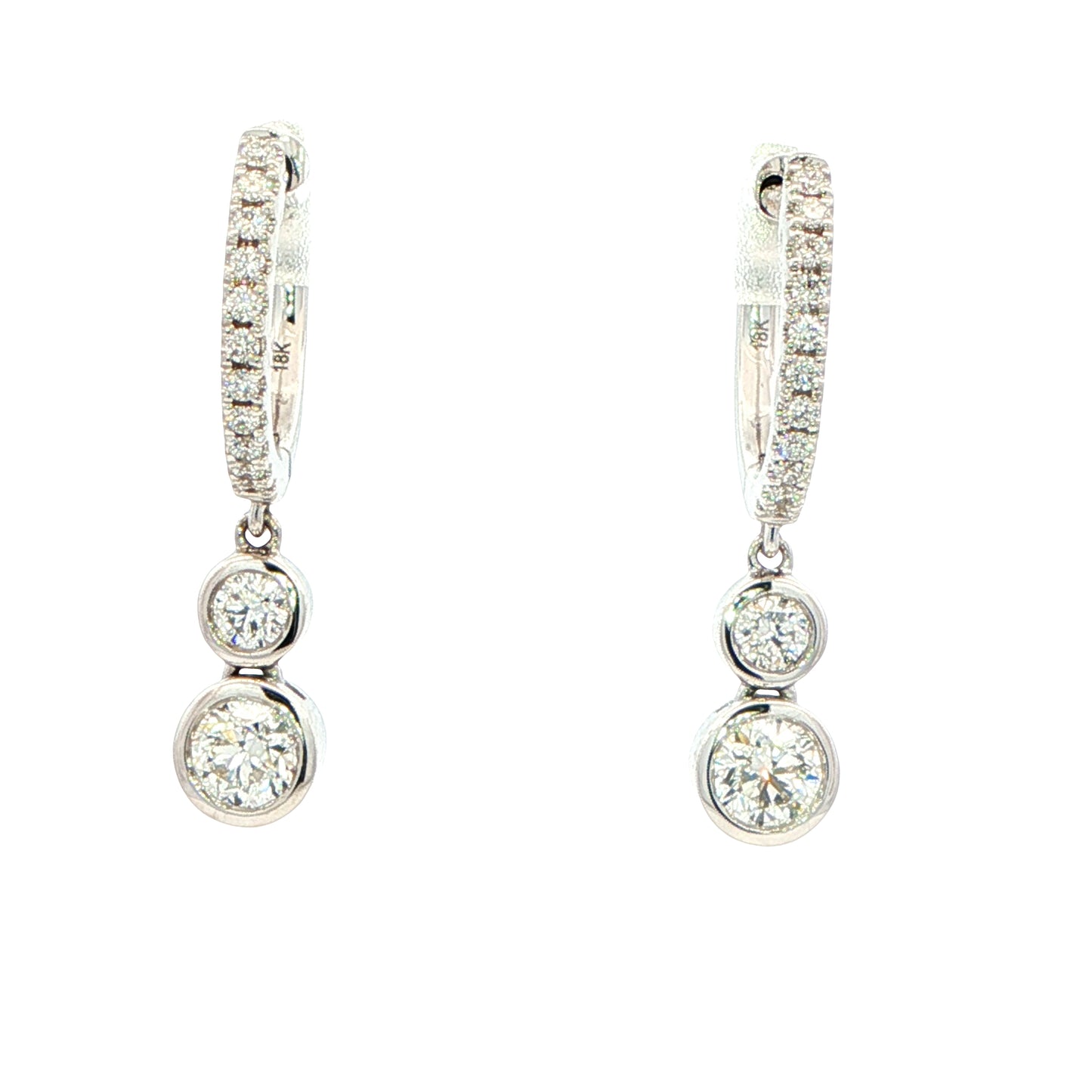 Diamond Hop earrings with a diamond drop Gardiner Brothers