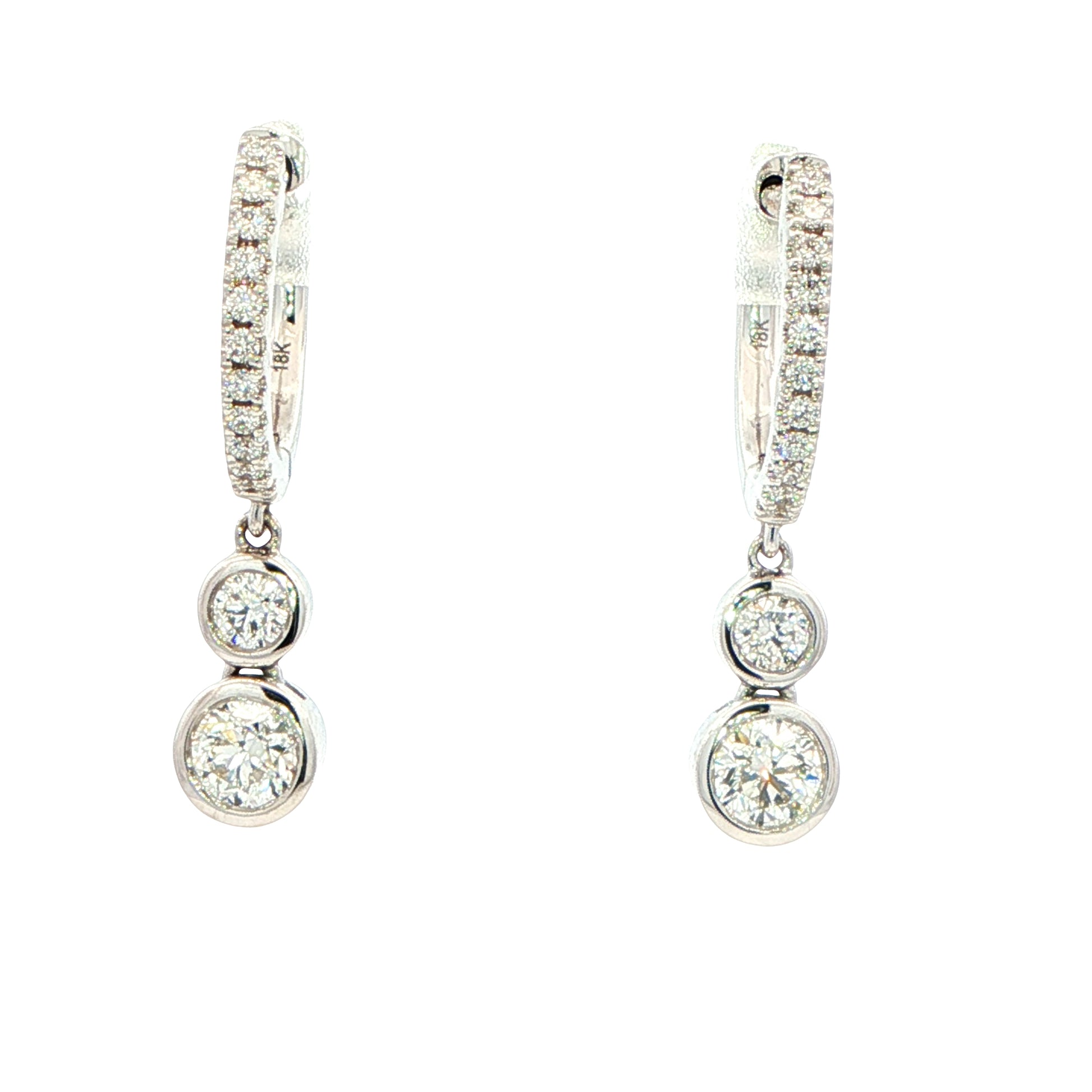 Diamond Hop earrings with a diamond drop Gardiner Brothers