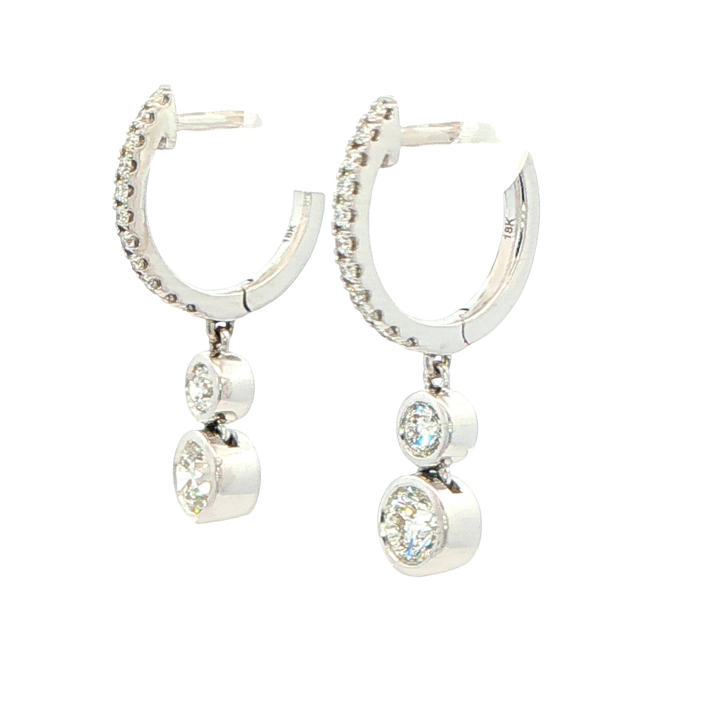 Diamond Hop earrings with a diamond drop Gardiner Brothers