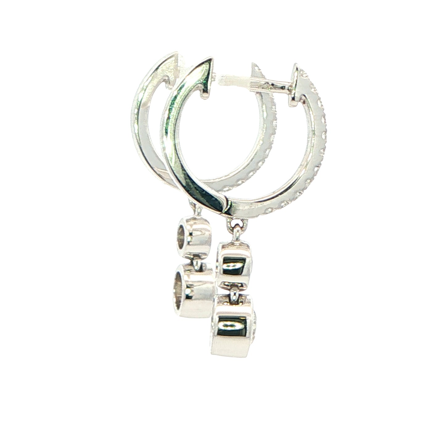 Diamond Hop earrings with a diamond drop Gardiner Brothers