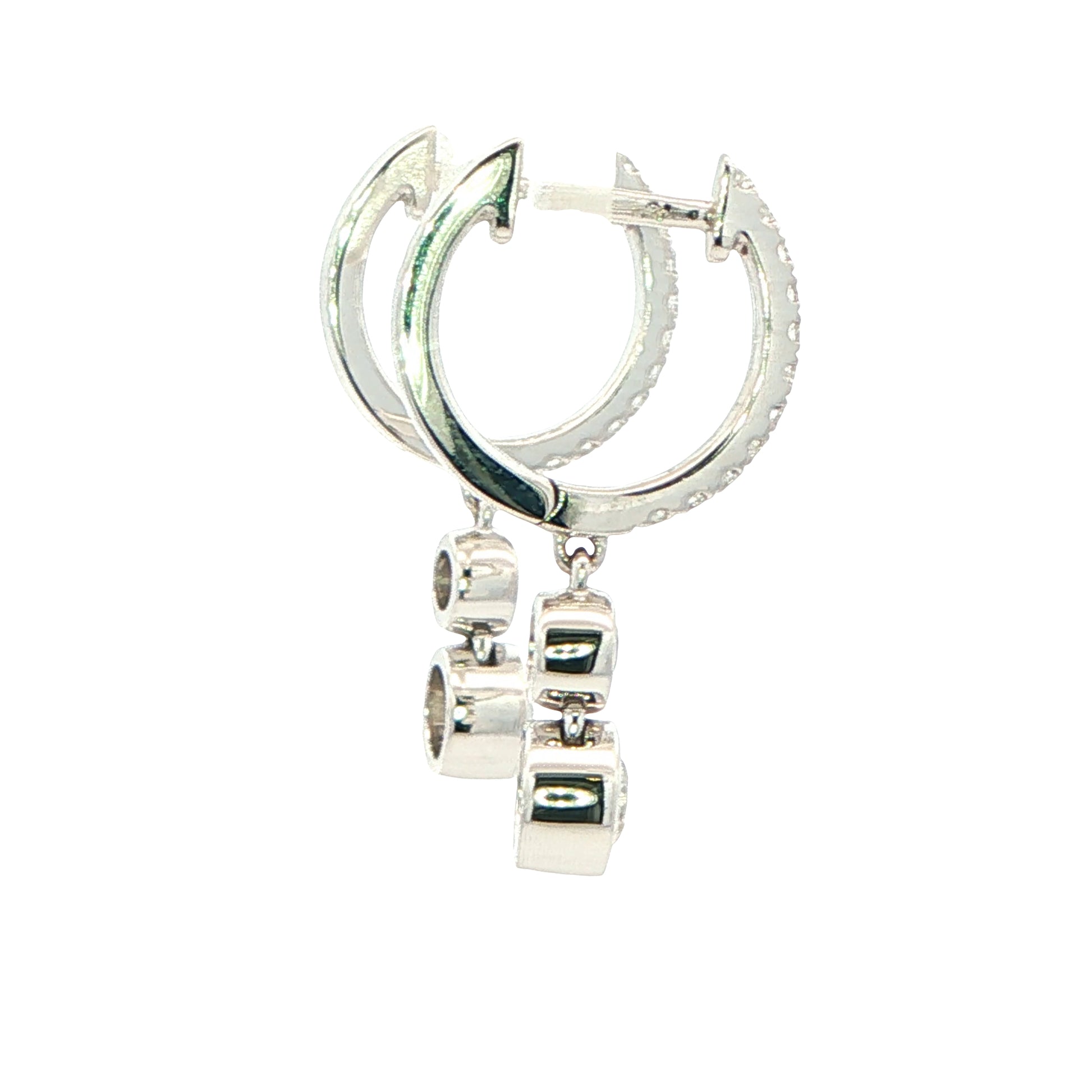 Diamond Hop earrings with a diamond drop Gardiner Brothers