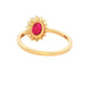 Oval Ruby and round brilliant cut diamond cluster style ring