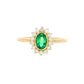 Oval emerald and round brilliant cut diamond cluster ring Gardiner Brothers