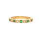 Square Emerald and round brilliant cut diamond dress ring