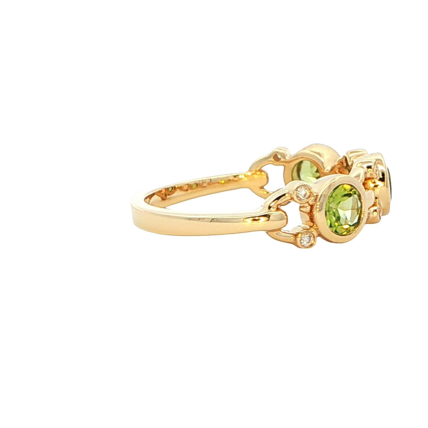 Peridot and round brilliant cut diamond dress ring Gardiner Brothers