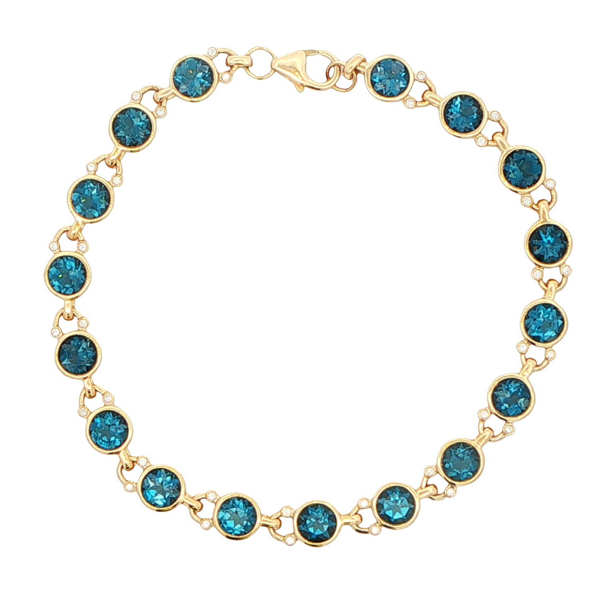 London Blue Topaz and round brilliant cut diamond bracelet Gardiner Brothers