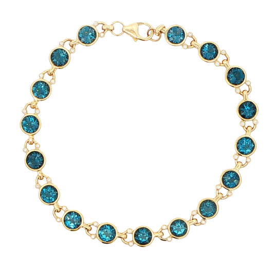 London Blue Topaz and round brilliant cut diamond bracelet
