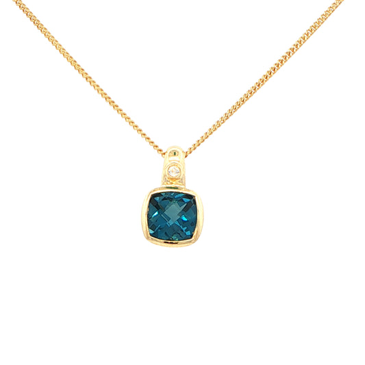 London Blue Topaz and Diamond Pendant