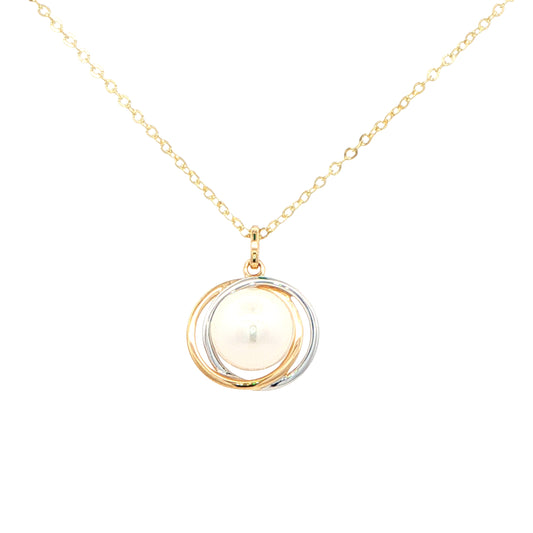 Yellow and White Gold Pearl Swirl Pendant