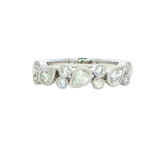 Pear and Round Brilliant Cut Diamond Eternity Ring - 0.48cts