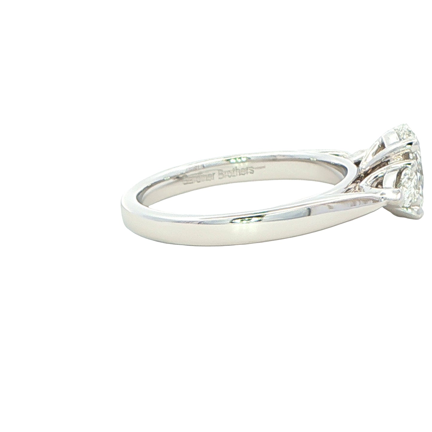 Oval and pear shaped diamond 3 stone ring - 1.30cts