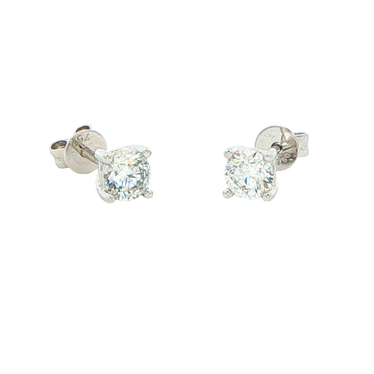 Round brilliant Cut Diamond Solitaire Earrings - 0.80cts