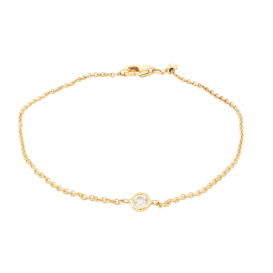 Yellow Gold Single round brilliant cut diamond bracelet