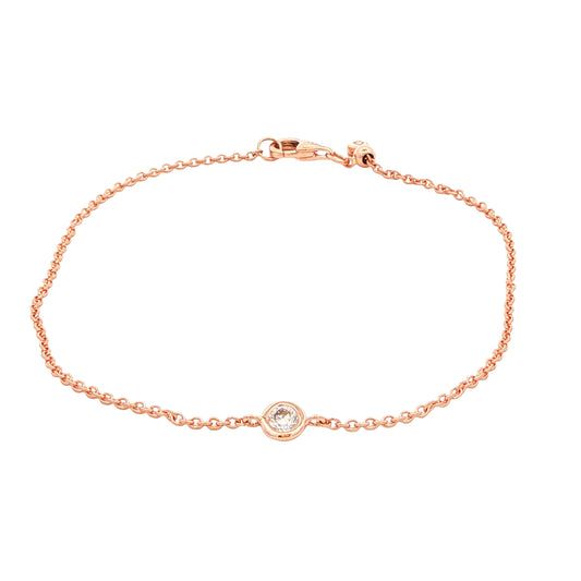 Rose Gold single round brilliant cut diamond bracelet