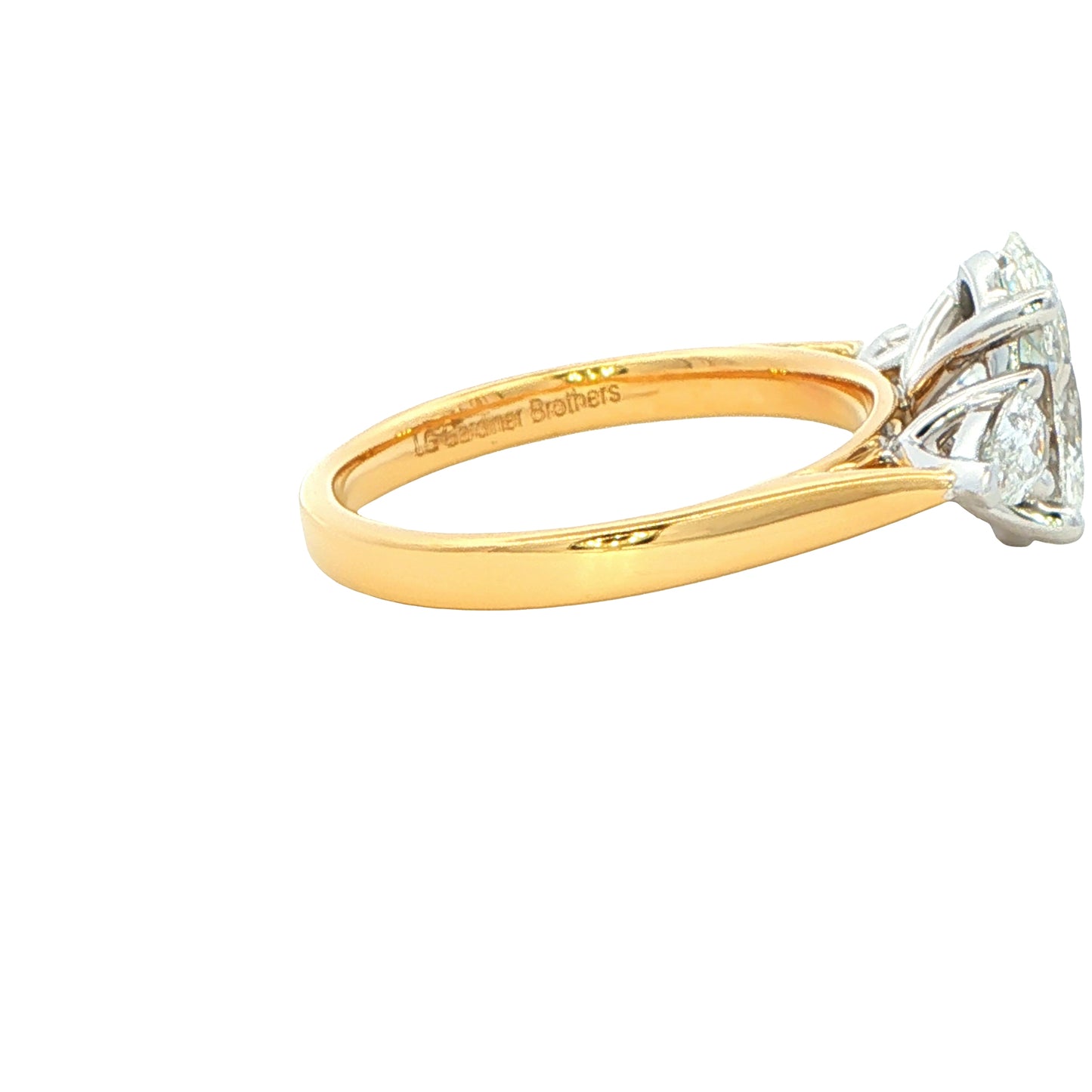 Lab Grown oval and pear shaped diamond 3 stone ring - 2.42cts