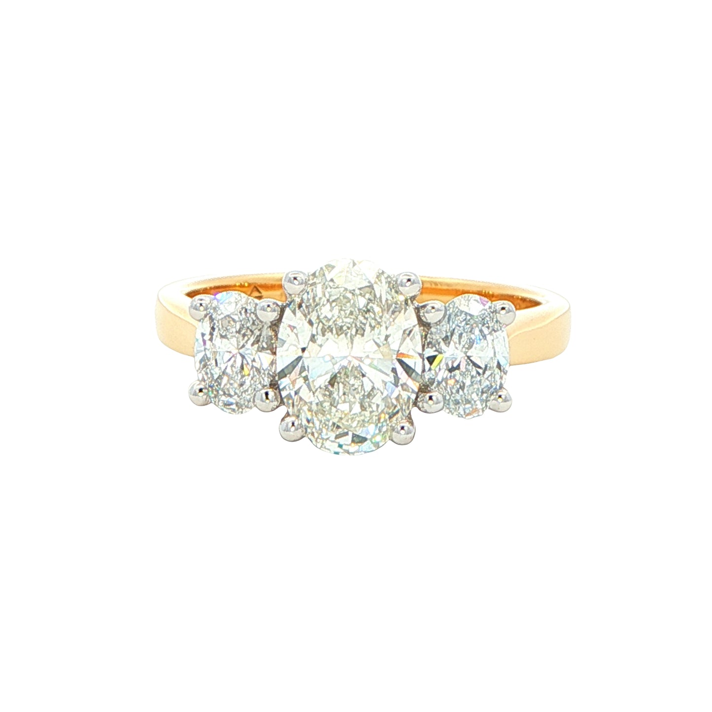 Lab Grown oval shaped diamond 3 stone ring - 1.86cts